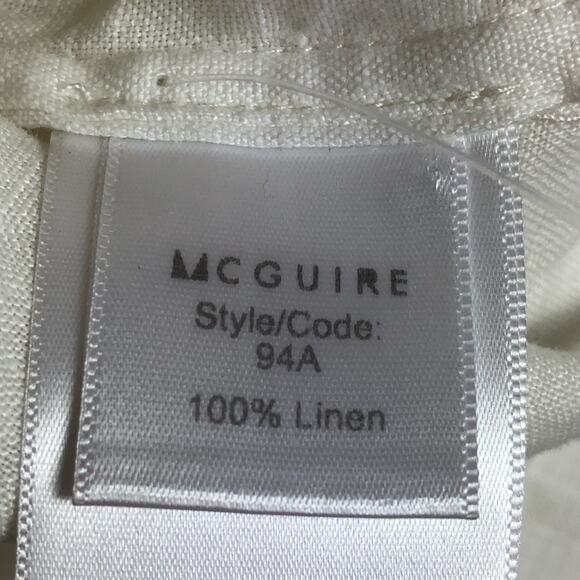 McGuire White 100% Linen Peasant Shirt Tie Eyelet Blouse Top Boho Casual XS - Picture 7 of 9